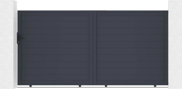 Casanoov Elektrisches Schiebetor Eiger aus Aluminium mit Schiebetorantrieb Ranger C300, Farbe: Anthrazit/Grau, B: 350 cm, H: 180 cm - Bild 1