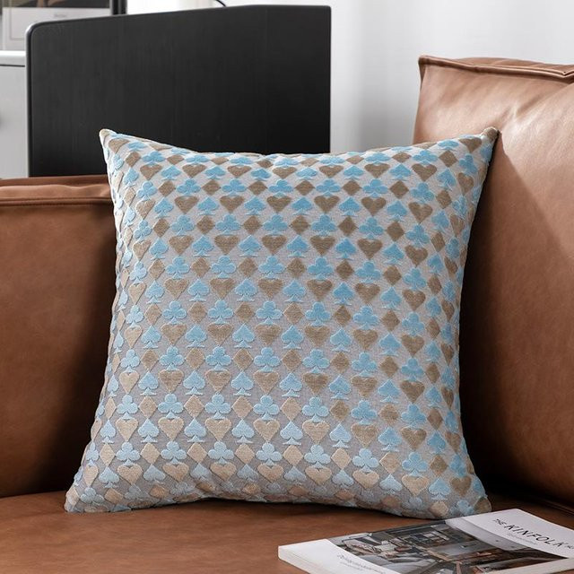 JMG Clothing Jacquard-Samt Kissenbezug in Blau im nordischen Stil, B/T/H: 45 x 45 x 1 cm - Bild 1