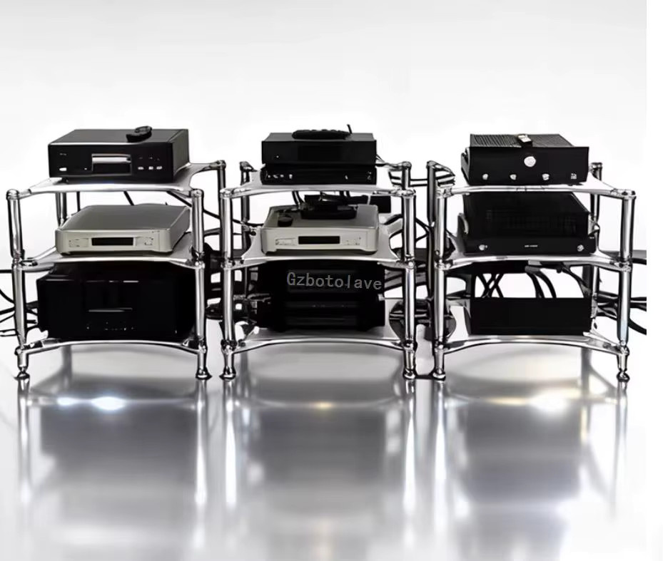 GZbotolave HIFI Audio Lautsprecher Verstärker Gehäuse Rack aus Edelstahl und Aluminium in Silber - Bild 4