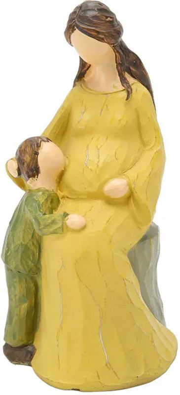 GoolRC Mutter und Kind Statue aus Kunstharz in Gelb als dekorative Skulptur für dein Regal - Bild 1