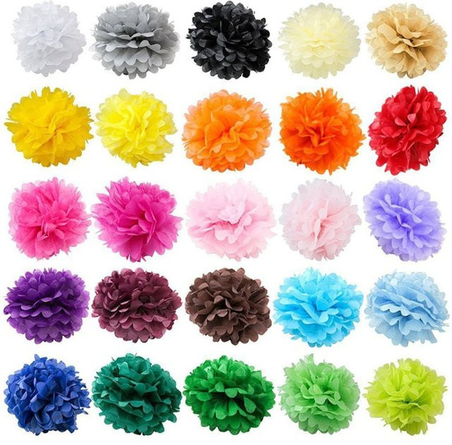 Merylover Seidenpapier-Pompons in Blau und Multicolour für Hochzeiten, Geburtstage und Partys, runde Papierblumen-Kugeln Durchmesser: 10 cm bis 35 cm - Bild 1