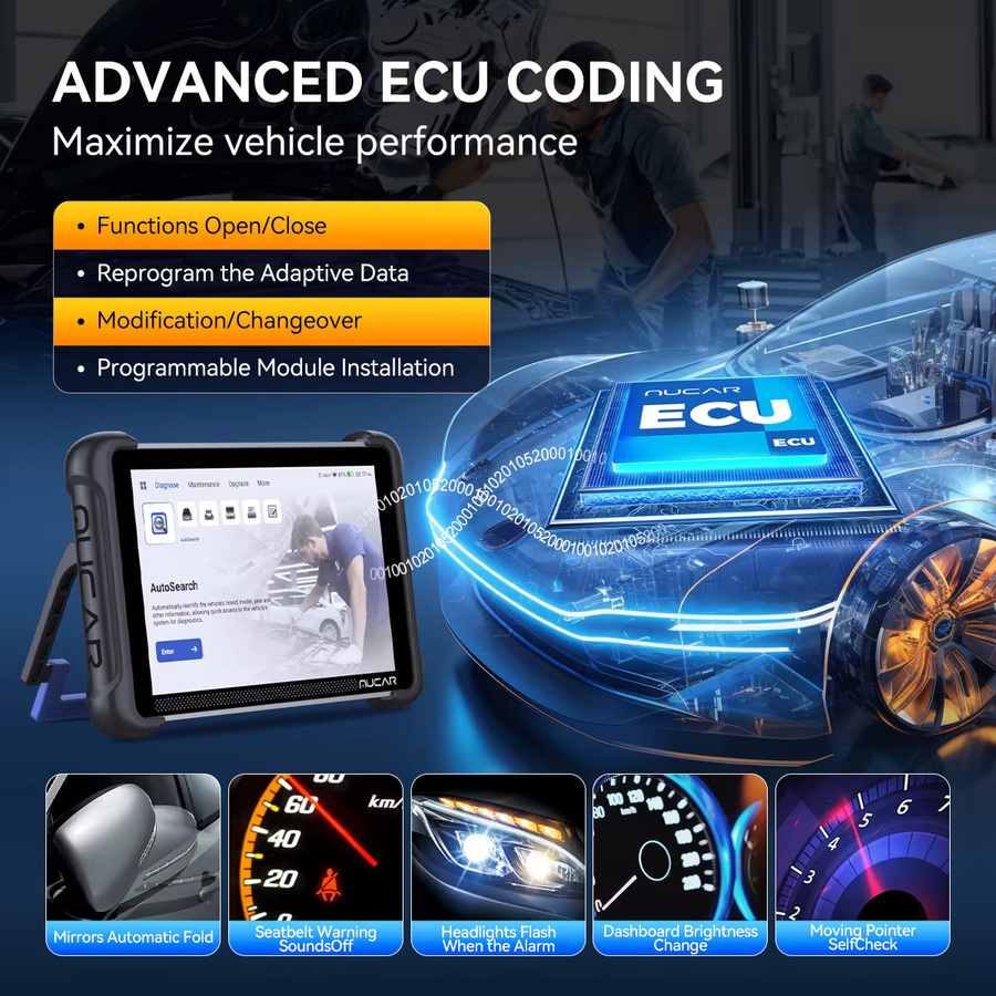 MUCAR 892BT OBD2-Scanner mit lebenslanger kostenloser Nutzung für IMMO-Programmierung, ECU-Codierung, CANFD, DOIP und bidirektionale Kfz-Diagnose in Schwarz - Bild 2