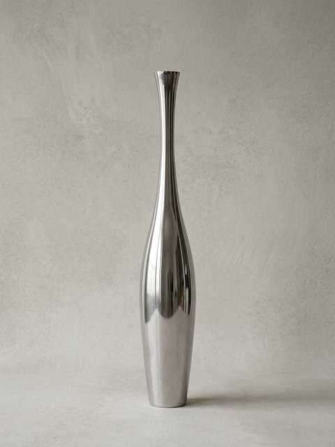 KADIMA DESIGN Vase aus Aluminium in Silber mit S-Form, Höhe: 124 cm - Bild 1