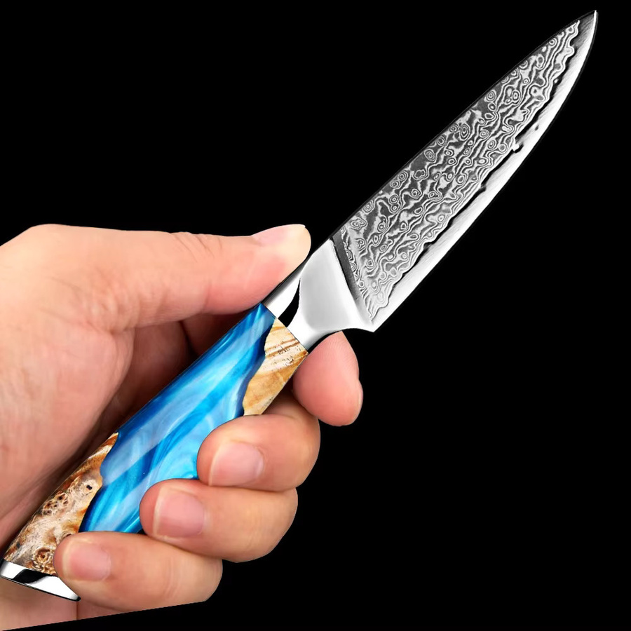 Xituo Japanisches Damaststahl Obstmesser mit blauem Holzgriff, 3,5 Zoll Paring Knife - Bild 4