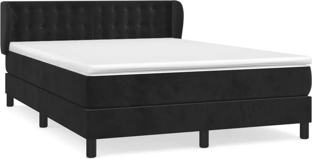 vidaXL Boxspringbett Hybrid mit Matratze und Taschenfederkern aus Samt, Schwarz, B/T/H: 140 x 200 x 103 cm - Bild 1