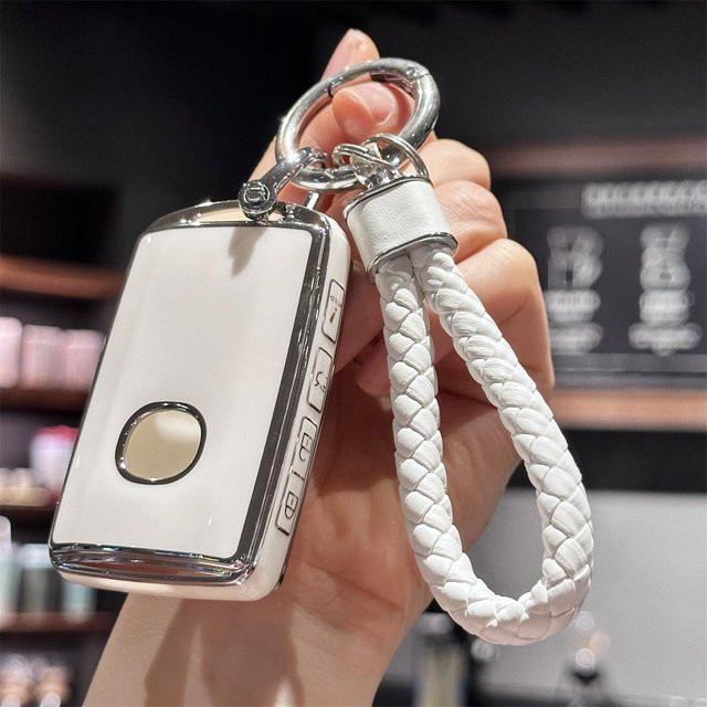 WAZSKE11D0 TPU Schlüsselanhängerhülle mit Lanyard für Mazda 3, 6, CX-5, CX-9, CX-50 (2019-2024) in Weiß - Bild 1