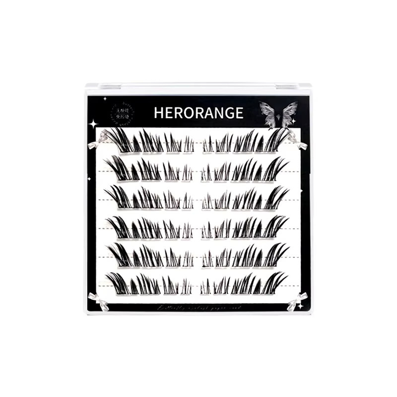 Herorange Schräge Cluster-Wimpern, Natur-Look, 01 - Bild 7