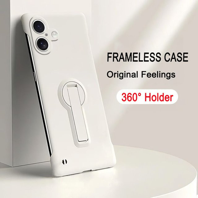 Stoßfeste Rahmenlose iPhone Schutzhülle aus hartem PC von LYYDFUMAN in Gelb mit Standfunktion für iPhone 17 Air 16 16E 15 14Plus 13 12 Mini 11 Pro Max XR X XS MAX - Bild 1