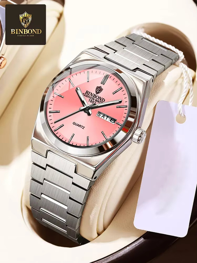 BINBOND Armbanduhr Edelstahl, Eckig, Quarz, Silber, Damen - Bild 2