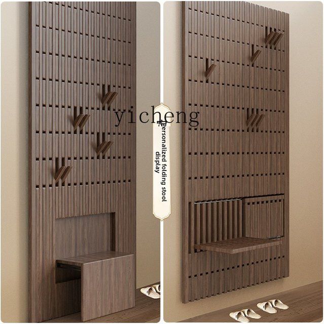 FY Wand-Kleiderbügel aus Massivholz in Klavier-Optik mit Schlüsselanhänger, Farbe: Braun - Bild 1