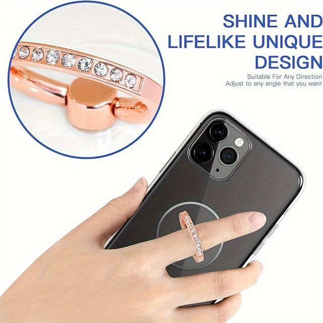 WSSHE Universeller Fingerring-Handyhalter in Pink und Transparent für alle Smartphones - Bild 1