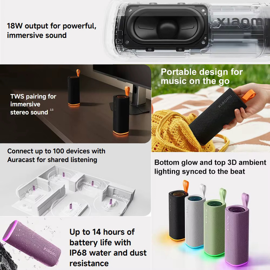 Xiaomi Sound Play Tragbarer Kabelloser Lautsprecher, 18W, Schwarz, TWS True Wireless Stereo mit 14 Stunden Spielzeit - Bild 2