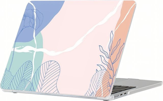 Abstrakte Kunst Hartschalen-Laptophülle für Apple MacBook Air und MacBook Pro mit pastellfarbenem Blumenmuster in Multicolour - Bild 1