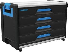 Gedore Werkzeugbox WorkMo B3 Mobil Werkzeugwagen in Schwarz mit 4 Schubladen und 1 Fach aus Kunststoff und Aluminium abschließbar - Bild 1