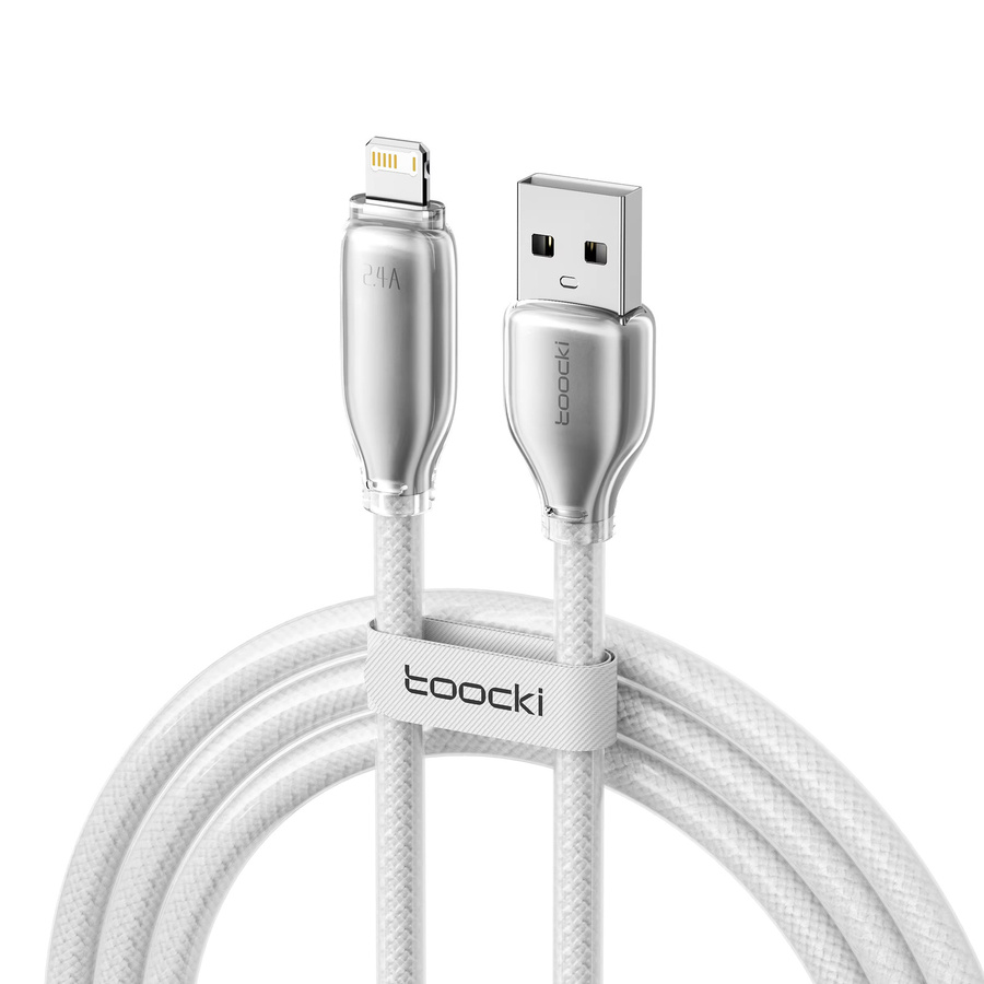 Toocki USB-A auf USB-C Schnellladekabel mit 20 W PD und 480 Mbit/s Datenübertragung, transparentes Zinklegierung-Design für iPhone und iPad - Bild 7