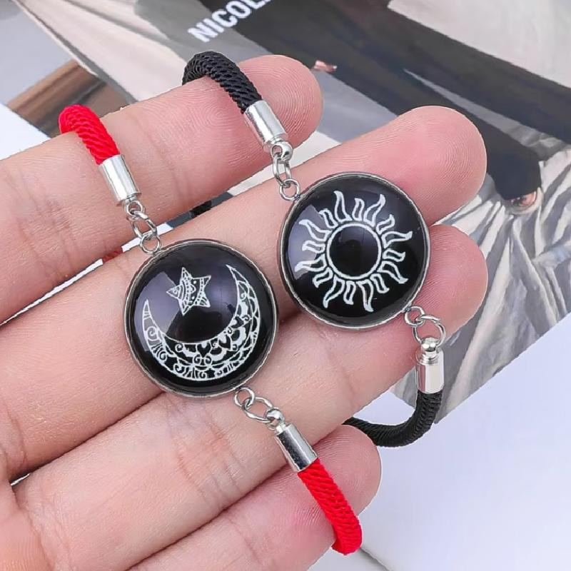 Rinhoo Armband, Edelstahl, Sonne und Mond, Schwarz, Unisex - Bild 2