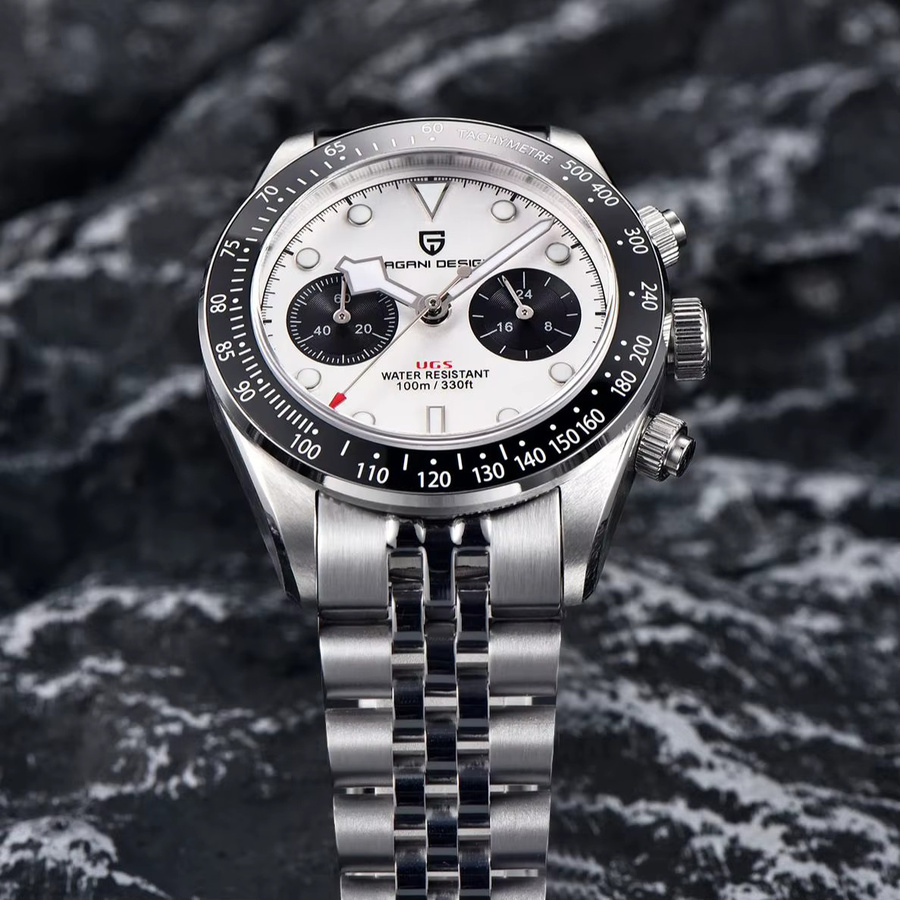 PAGANI DESIGN Chronograph, Quarz, Edelstahl, Schwarz, Weiß, Herren - Bild 4