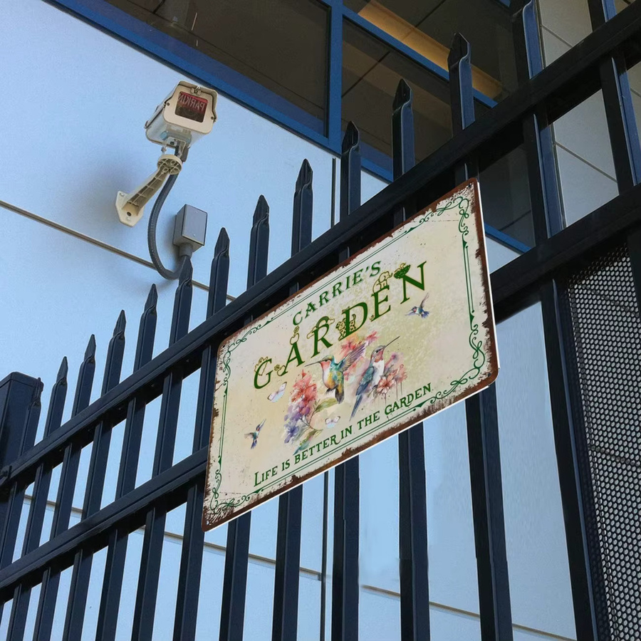 Personalisiertes Metall-Gartenschild von CIFBUY mit floralem Vogelmotiv in Rot und Mehrfarbig, wetterbeständige Wanddekoration für den Außenbereich im Vintage-Stil - Bild 3