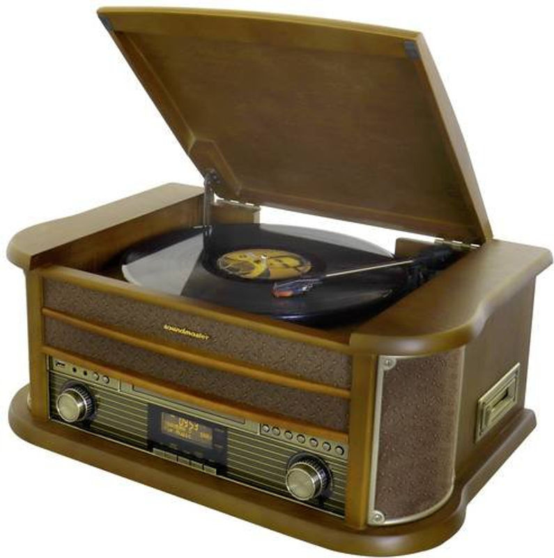 Soundmaster Plattenspieler NR565 Eiche rustikal mit Bluetooth, CD-Player und DAB+ Radio in Braun - Bild 2