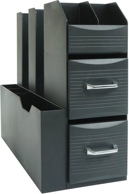 Proregal Schreibtisch Organizer Büroablage mit mehreren Fächern in Anthrazit und Schwarz, H: 29 cm, B: 14 cm, T: 33 cm - Bild 1