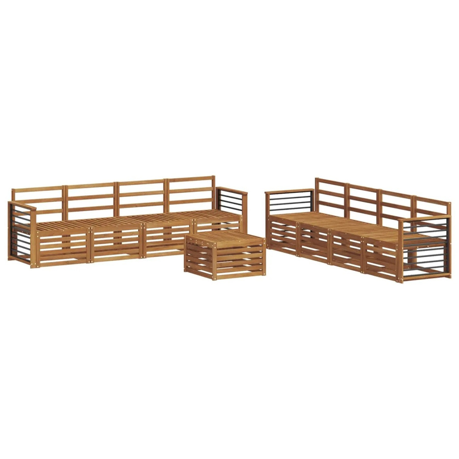 vidaXL Sofagarnitur 9-teilig aus Massivholz Akazie in Natur Braun im U-Shape Design mit Latten-Design - Bild 2