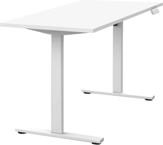 Schildmeyer Schreibtisch Torge elektrisch höhenverstellbar in Mattweiß mit Eiche-Optik B/H/T: 138 x 117,2 x 60 cm - Bild 1