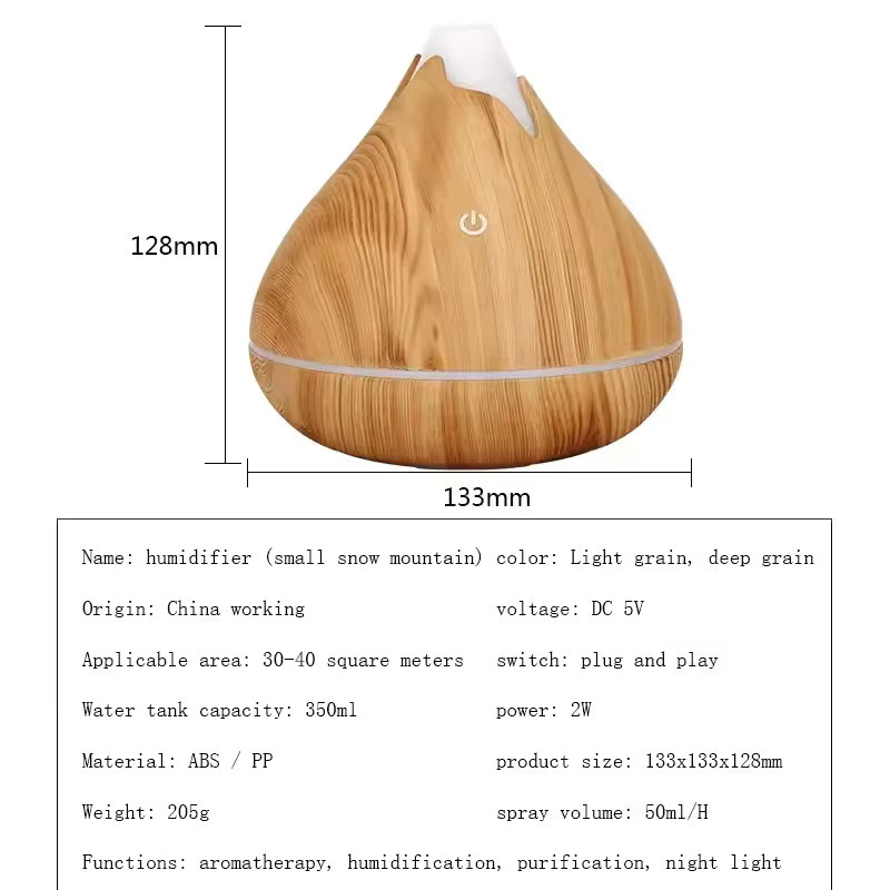 Suncolourful Aromatherapie-Diffusor mit Holzmaserung, 350 ml Ultraschall-Luftbefeuchter mit 7-farbigem LED-Licht und Fernbedienung, Multicolor - Bild 2