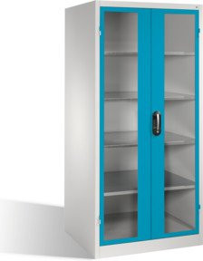 C+P Werkzeugschrank XXL mit Sichtfenster-Drehtüren aus Acrylglas, 4 Regalböden, Farbe Lichtblau und Lichtgrau, H: 195,0 cm, B: 93,0 cm, T: 80,0 cm - Bild 1