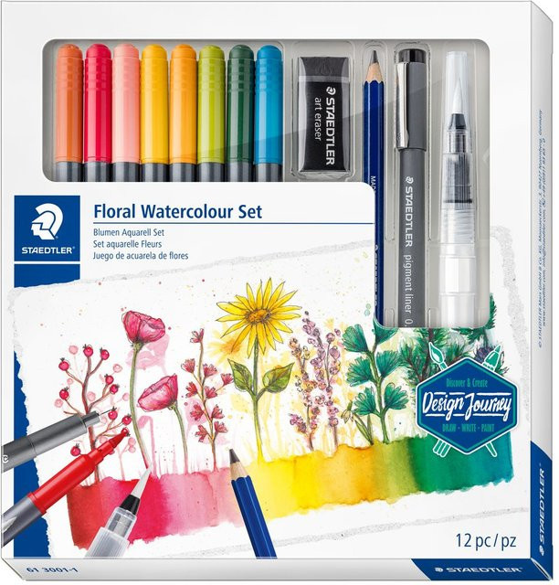 STAEDTLER Aquarell-Set Blumen in Multicolor mit Brush-Stiften - Bild 1