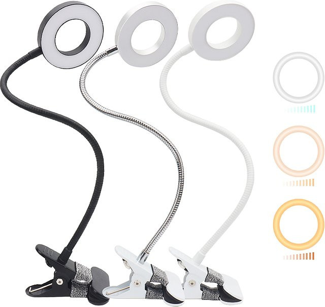 Mekupeu USB LED Wimpernlampe mit warmem und kaltem Licht für Wimpernverlängerung und Make-up in Weiß - Bild 1
