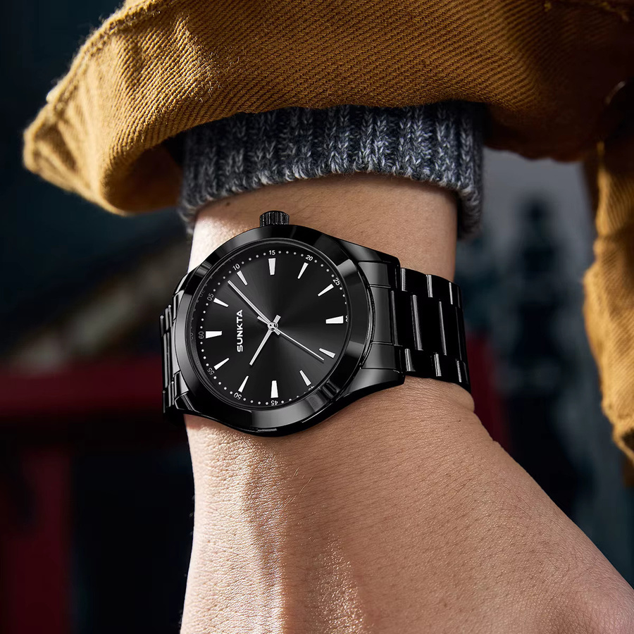 SUNKTA Armbanduhr, Quarz, Edelstahl, Schwarz, Herren - Bild 5