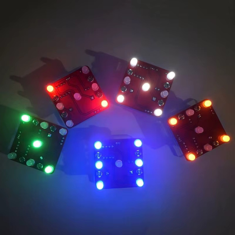 OOTDTY Swing Shaking LED-Würfel-Set, DIY-Elektronik-Kits, Gelb - Bild 3