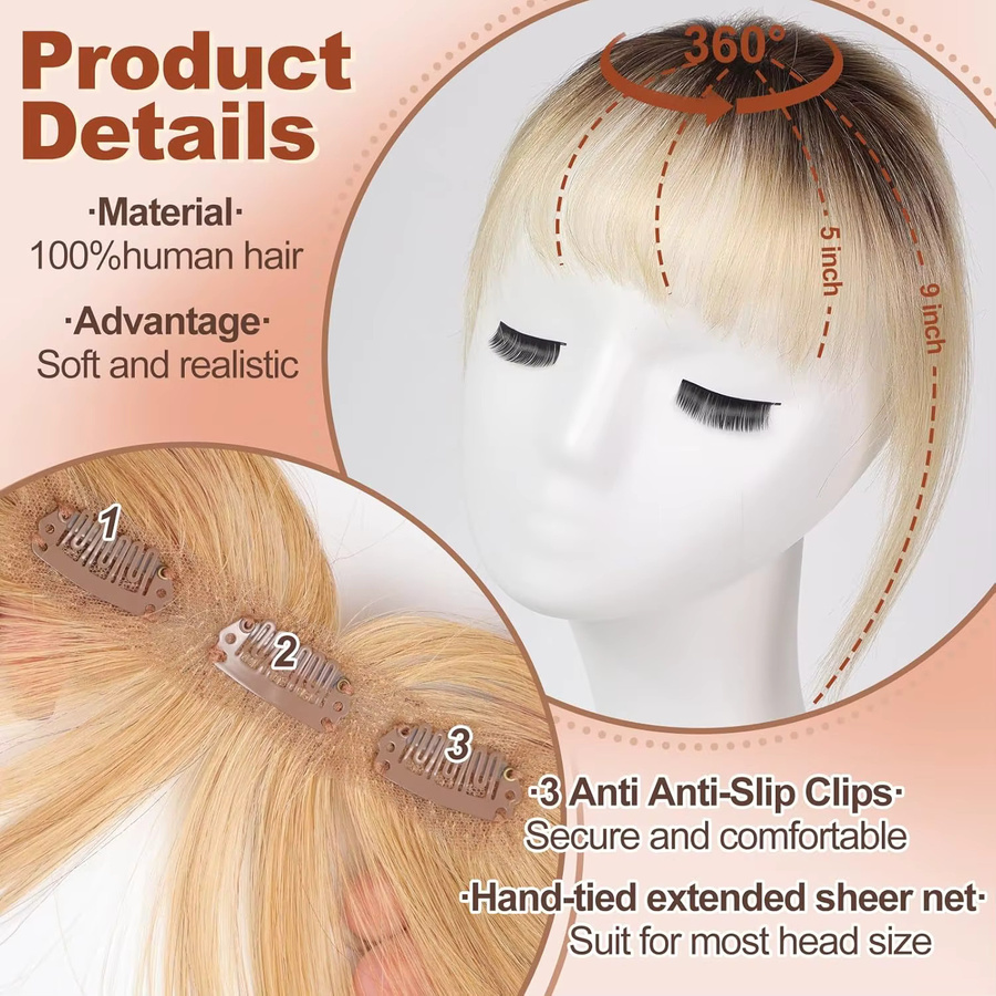 HAIRCUBE Clip-in-Pony Ombre Hellblond, 100 % Echthaar, Wispy Bangs - Bild 4