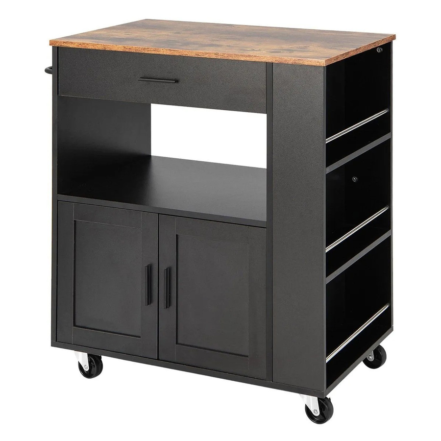 Costway Küchenwagen mit Arbeitsplatte in Schwarz, B/T/H: 50 x 82 x 92 cm - Bild 2