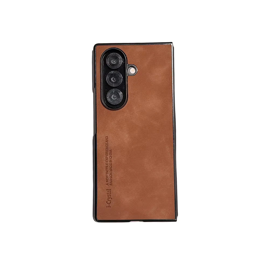 Luxuriöse Schafsleder-TPU-Schutzhülle für Samsung Galaxy Z Fold 7 8 6 5 4 3 in Grau und Braun - Bild 2