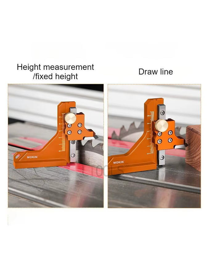 LTOOLS Höhenmesser aus Messing und Aluminiumlegierung in Orange für die Holzbearbeitung zur Tiefeneinstellung an der Tischkreissäge - Bild 4
