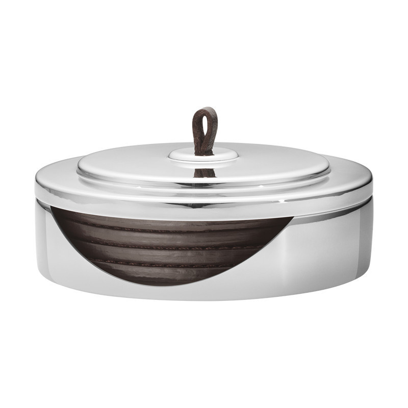 Georg Jensen Manhattan Untersetzer Set aus Leder in Silber, rund - Bild 2