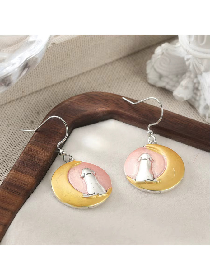 YoYo Ohrringe, Hunde-Mond-Tropfen, Bicolor, Damen - Bild 3