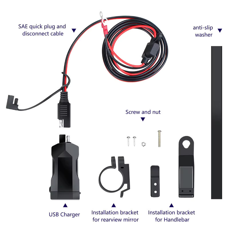 Extractme Motorrad-Ladegerät in Schwarz mit Dual-USB QC3.0 Typ C Schnellladegerät, Netzteil und wasserdichtem digitalem Voltmeter inklusive Steckdose mit Schalter - Bild 5