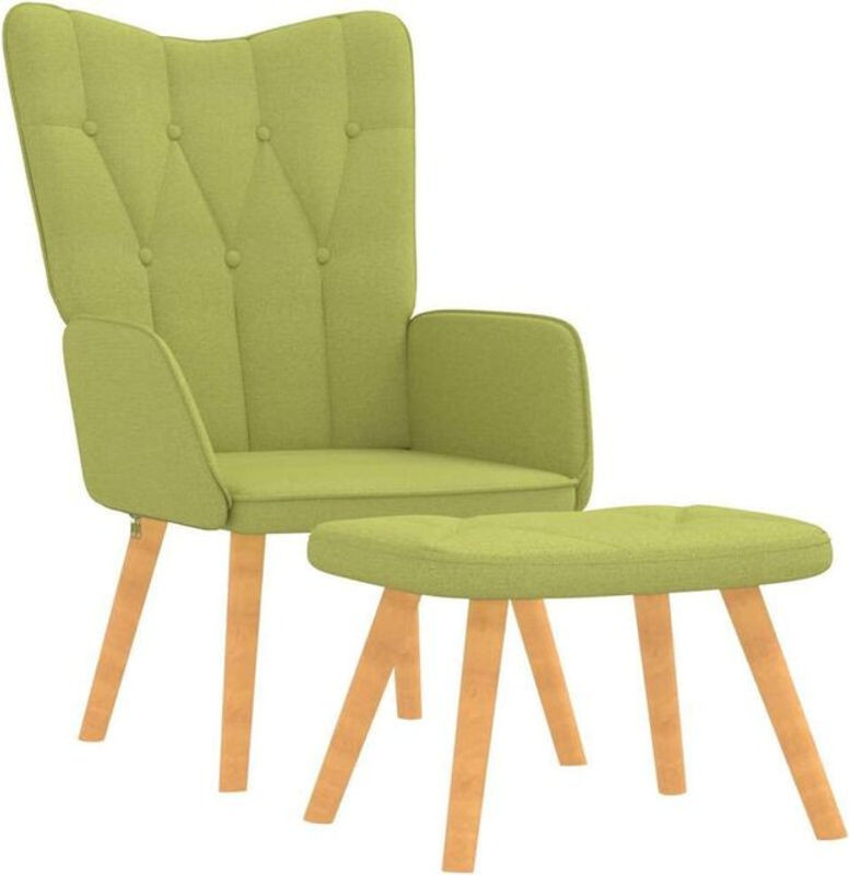 vidaxl Relaxsessel mit Hocker in Grün aus Stoff und Holz im Modern Retro Design B/T/H: 95,5 x 69 x 61,5 cm - Bild 1