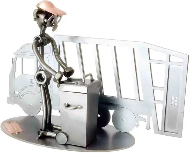 Schraubenmännchen Müllwerker von Hinz & Kunst aus Metall in Silber - Bild 1