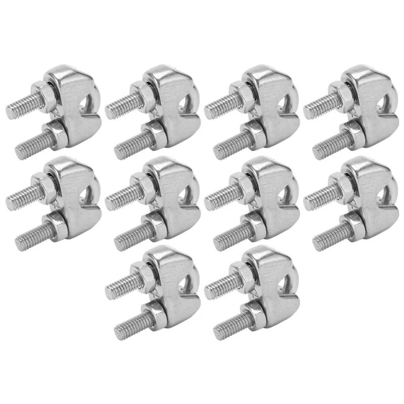 Meterk 10er Set M4 U-Bolzen Drahtseilklemmen aus Edelstahl in Silber und Weiß für 3/16 Zoll Kabel - Bild 4