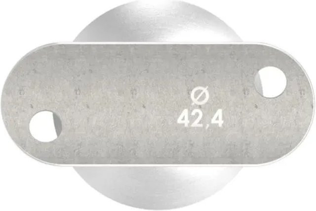 FeNau Handlaufstütze aus Edelstahl V2A für Rohr 42,4 mm mit Halteplatte und 14 mm Stift zum Einkleben, Farbe Silber - Bild 1