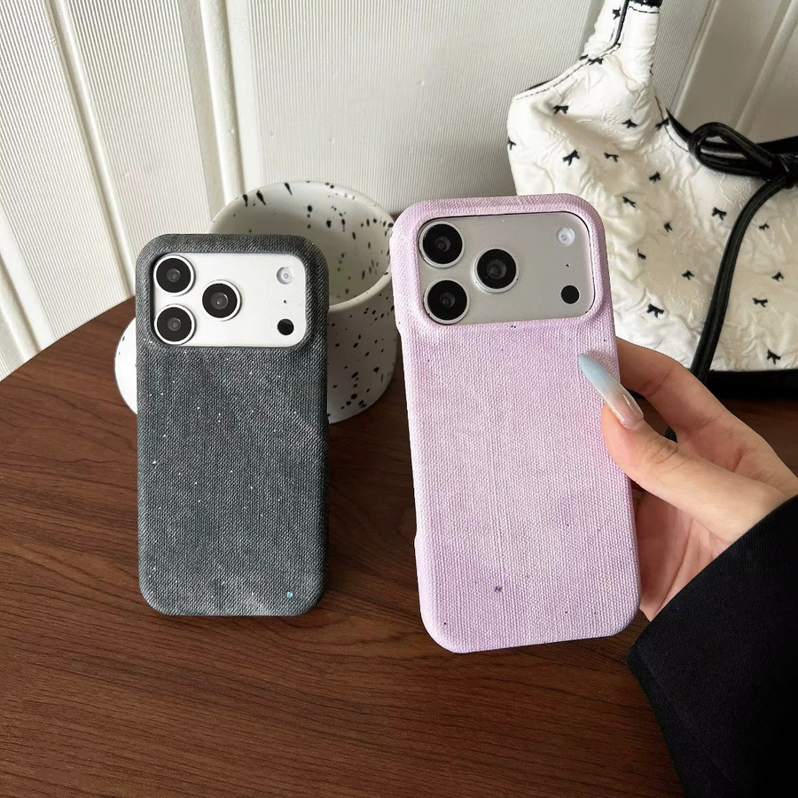 szHAIyu Handyhülle im Retro-Denim-Look mit Glitzer-Effekt und Lederrahmen für iPhone 16 15 14 13 12 Pro Max in Pink - Bild 1