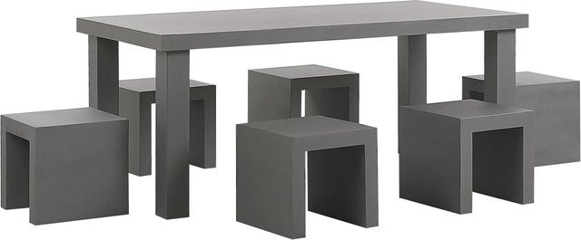 Beliani Gartentisch Set TARANTO in Grau im Industrial Design aus Stein und Metall, B/T/H: 180 x 90 x 76 cm - Bild 1