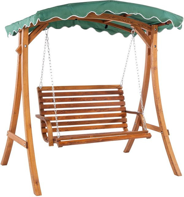 GreenYard Hollywoodschaukel aus Lärche mit Sonnendach in Braun, H x B x T: 180 x 170 x 120 cm - Bild 1
