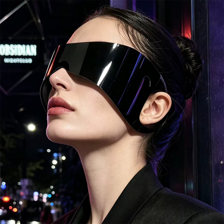 Erilles Cyberpunk Sonnenbrille, Vollrand, Black, Plastic, Wrap - Bild 2