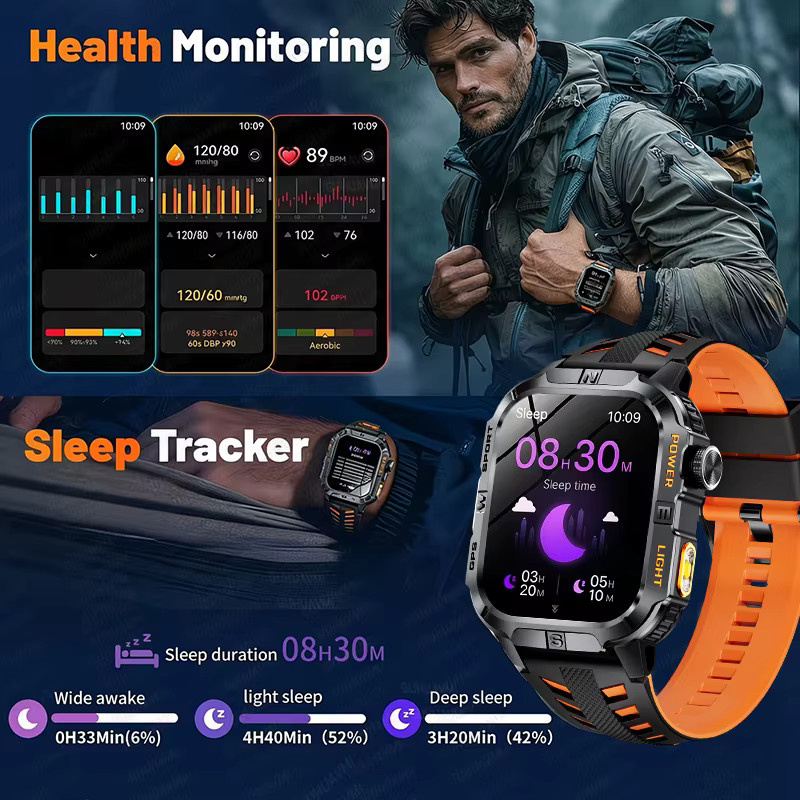 GUHUAVMI Smartwatch, GPS, 5 ATM, Schwarz, Herren - Bild 6