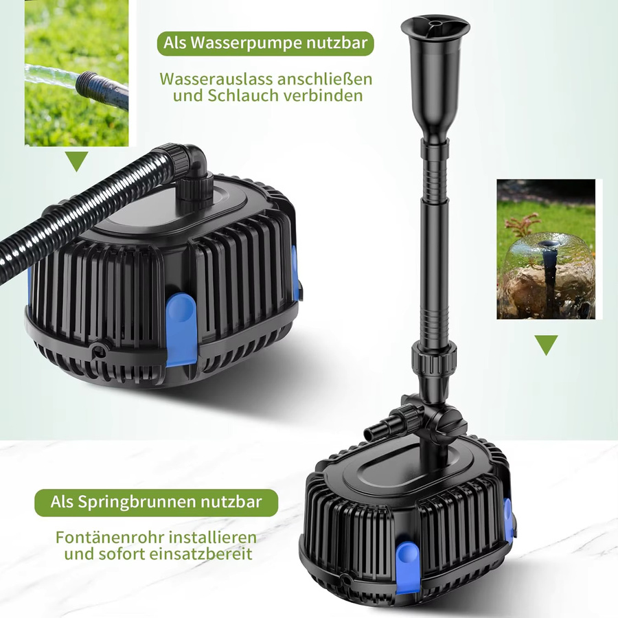 Forever Speed Springbrunnenpumpe für außen, schwarze Teichpumpe und Wasserspielpumpe mit 1000 L/H und 20W - Bild 5