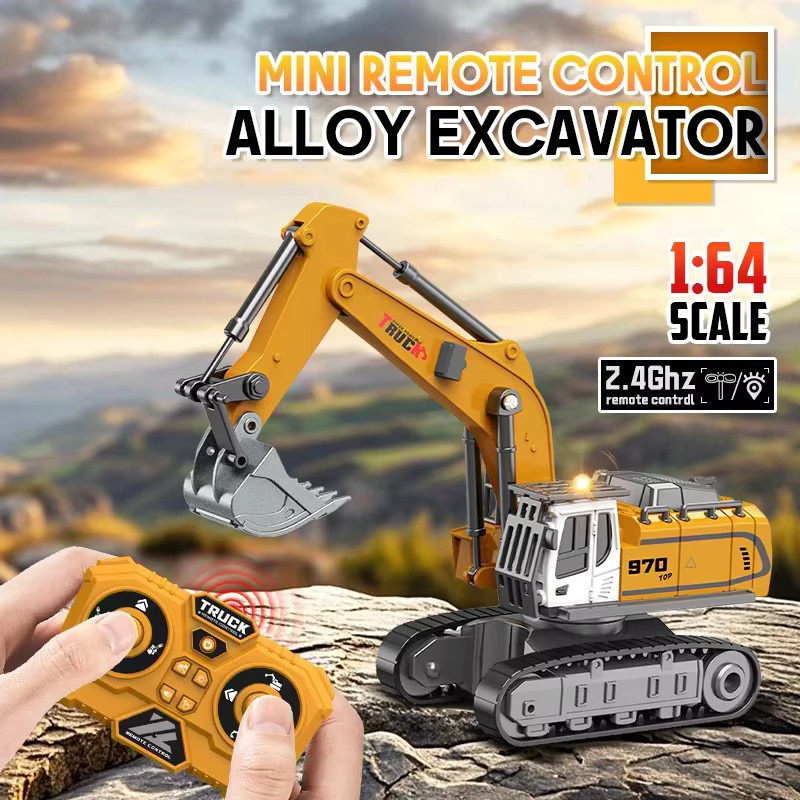 CONUSEA Mini RC Bagger, ferngesteuerter Raupenbagger, 1:64, aus Metall, mit Licht - Bild 2